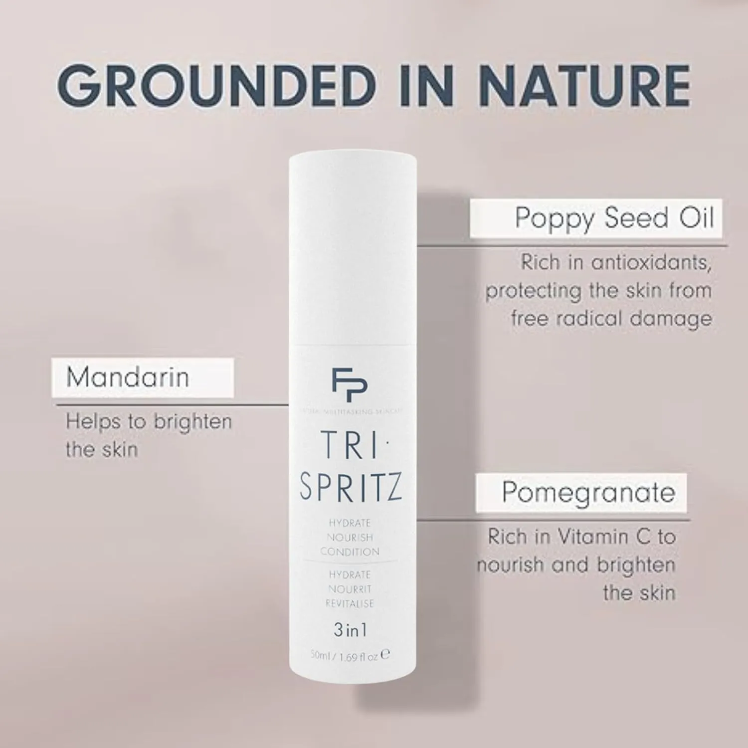 | Tri-Spritz 3 in 1 Facial Mist | Daily Face Mist Face Spray with Blue Light Protection for Repair | All Natural Skin Care (50 ML)