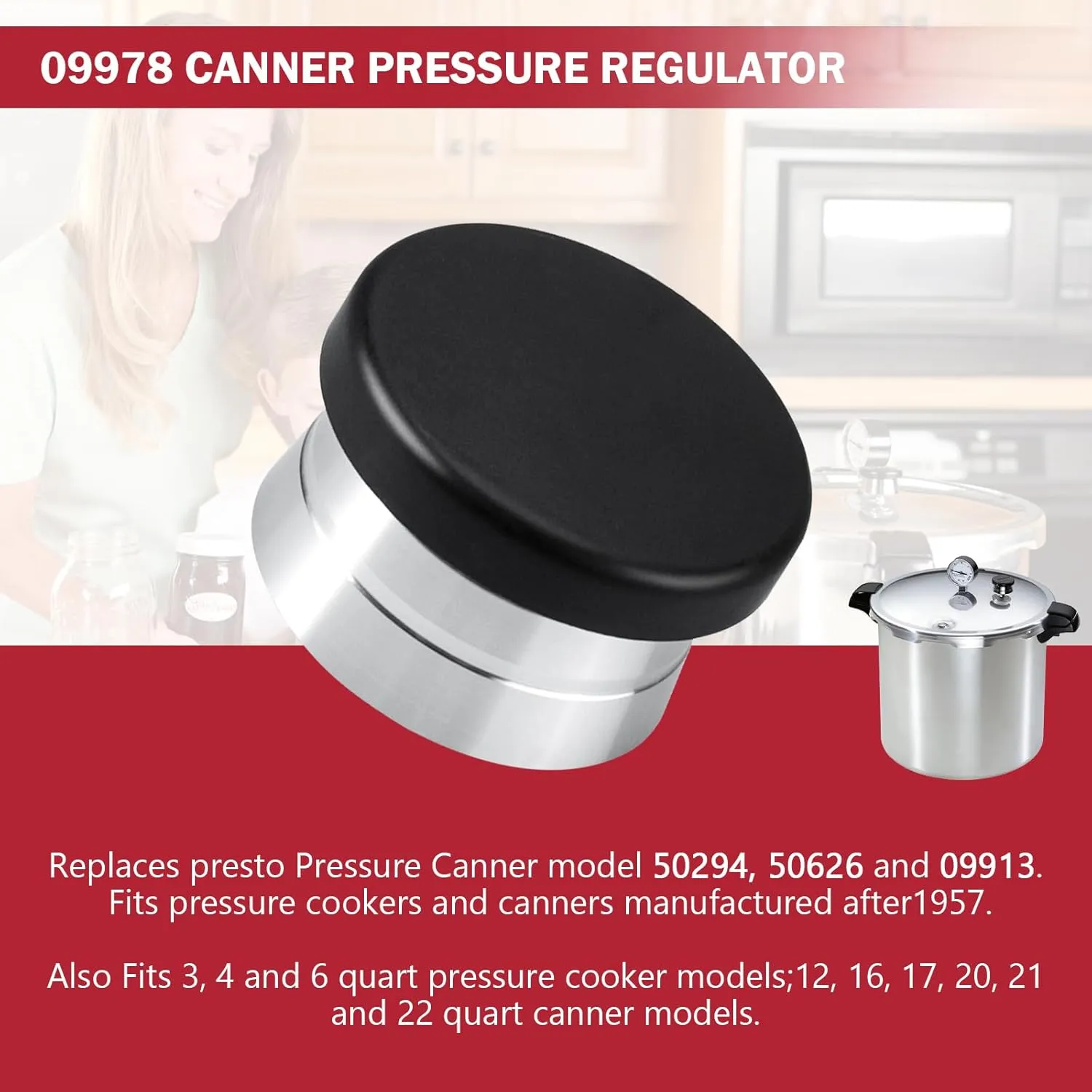 09978 Pressure Regulator fit for Presto Pressure Cooker & Canner Parts 15lb Replacement Pressure Cooker Models 50294 50626 09913