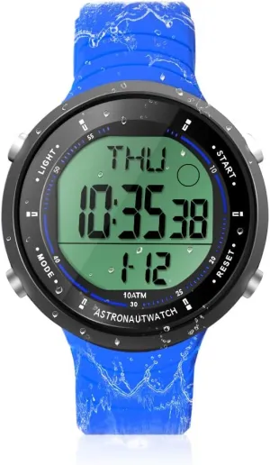 10 ATM 100m Waterproof Digital Sports Watch for Swimming and Diving, with Functions of Chronograph, Stopwatch, Timer, Countdown, Calendar, Dual Time Zone, Alarm Clock, 12 or 24 Hour Format Switchable