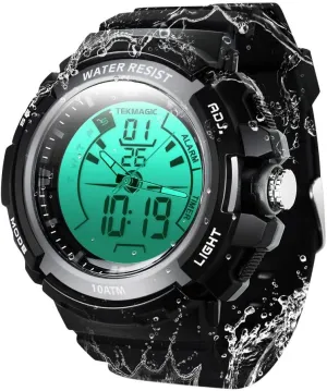 10ATM 100m Outdoor Waterproof Sports Watch for Swimming with Back Light Stopwatch Chronograph Function Support Dual Time Zone (W17-Y)