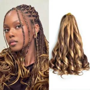 12 Inch French Curly Braiding Hair 27/33 Short French Curl Braiding Hair with Curly Ends Hair Extensions Braids Crochet Hair for Women (12 inch,8 packs,P27/33#)