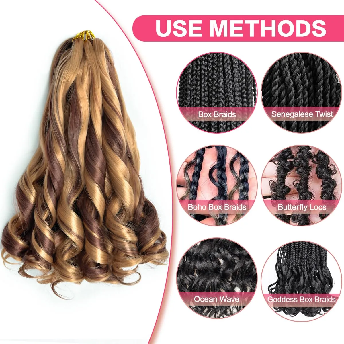 12 Inch French Curly Braiding Hair 27/33 Short French Curl Braiding Hair with Curly Ends Hair Extensions Braids Crochet Hair for Women (12 inch,8 packs,P27/33#)