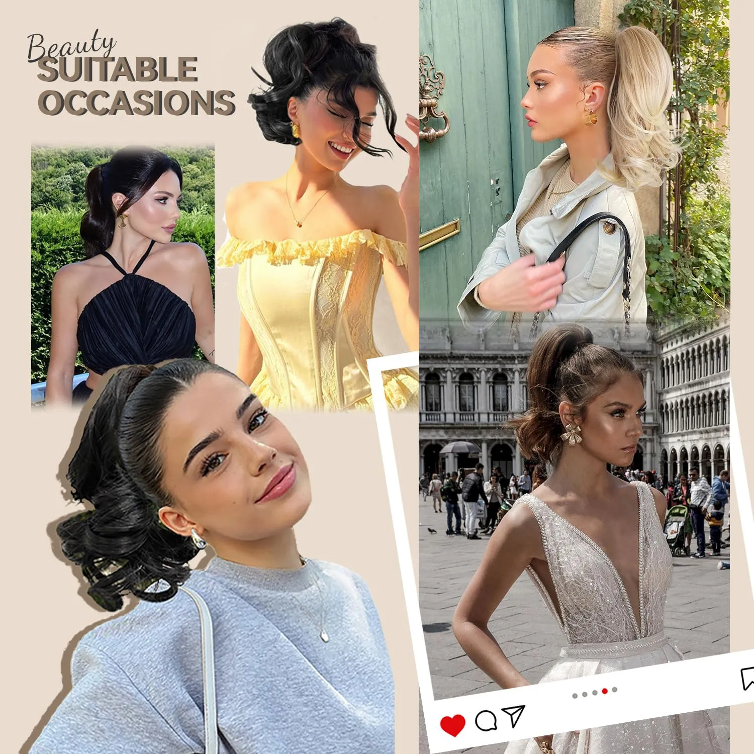 14 Inch Black Ponytail Extension - Soft Wavy Pony Tails Hair Extensions, Claw Clip Ponytail Extension, Natural Short Hair Extensions Ponytail, Synthetic Hair Pieces for Women (Color: Black)