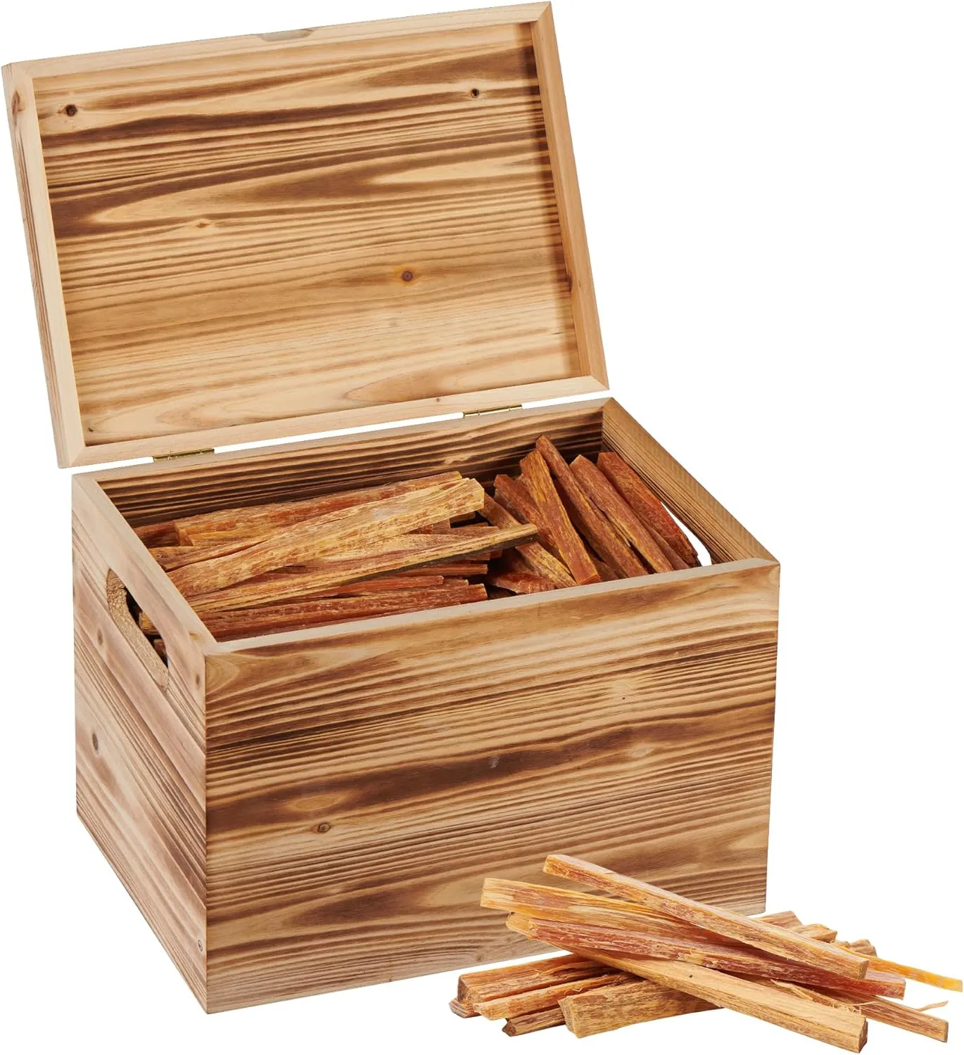 15 Lbs Fatwood Fire Starter Sticks with Wooden Box, 100% Natural Pine Kindling for Campfire, Stove, Fireplace, Bonfire, Grill