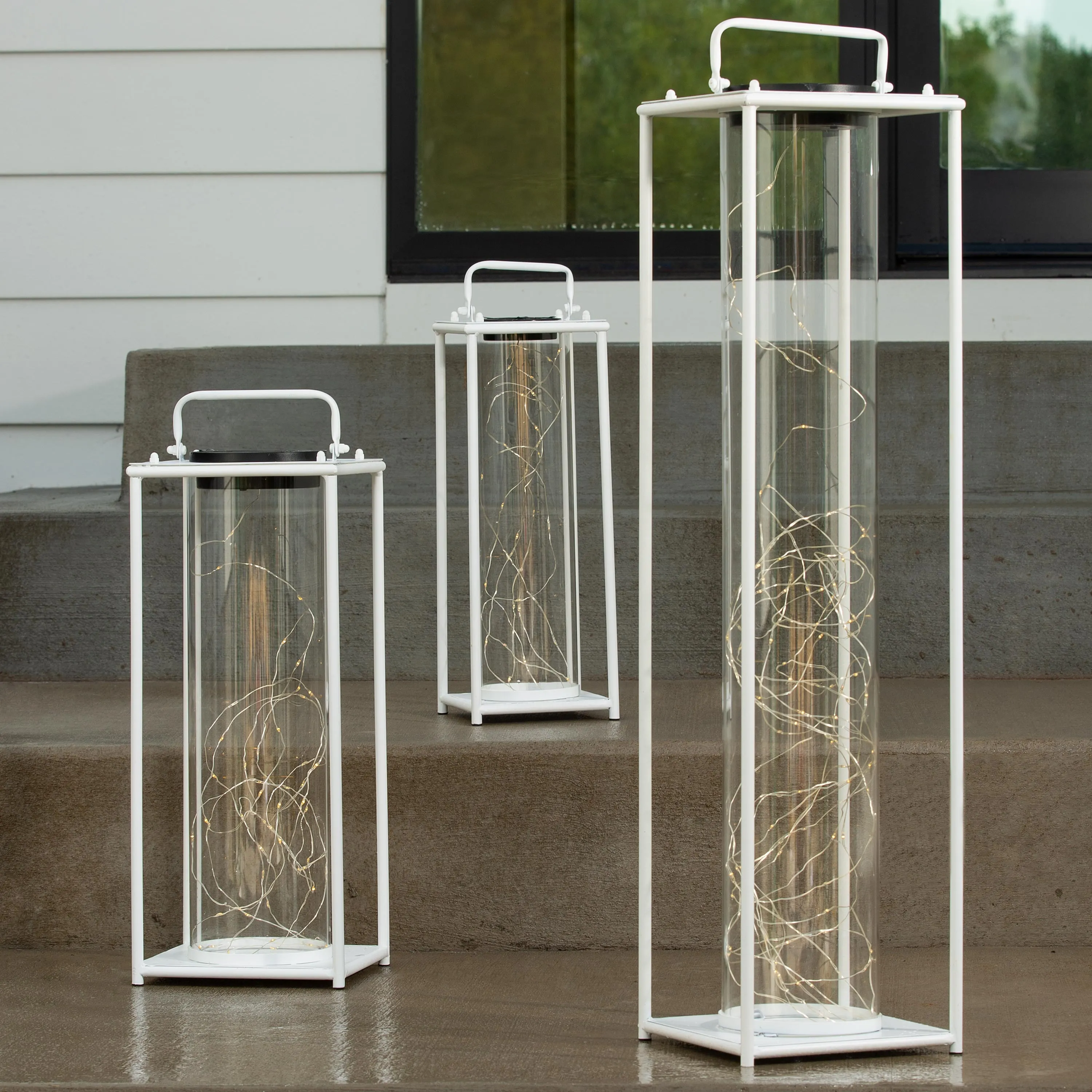16.5" White Firefly Solar Lantern