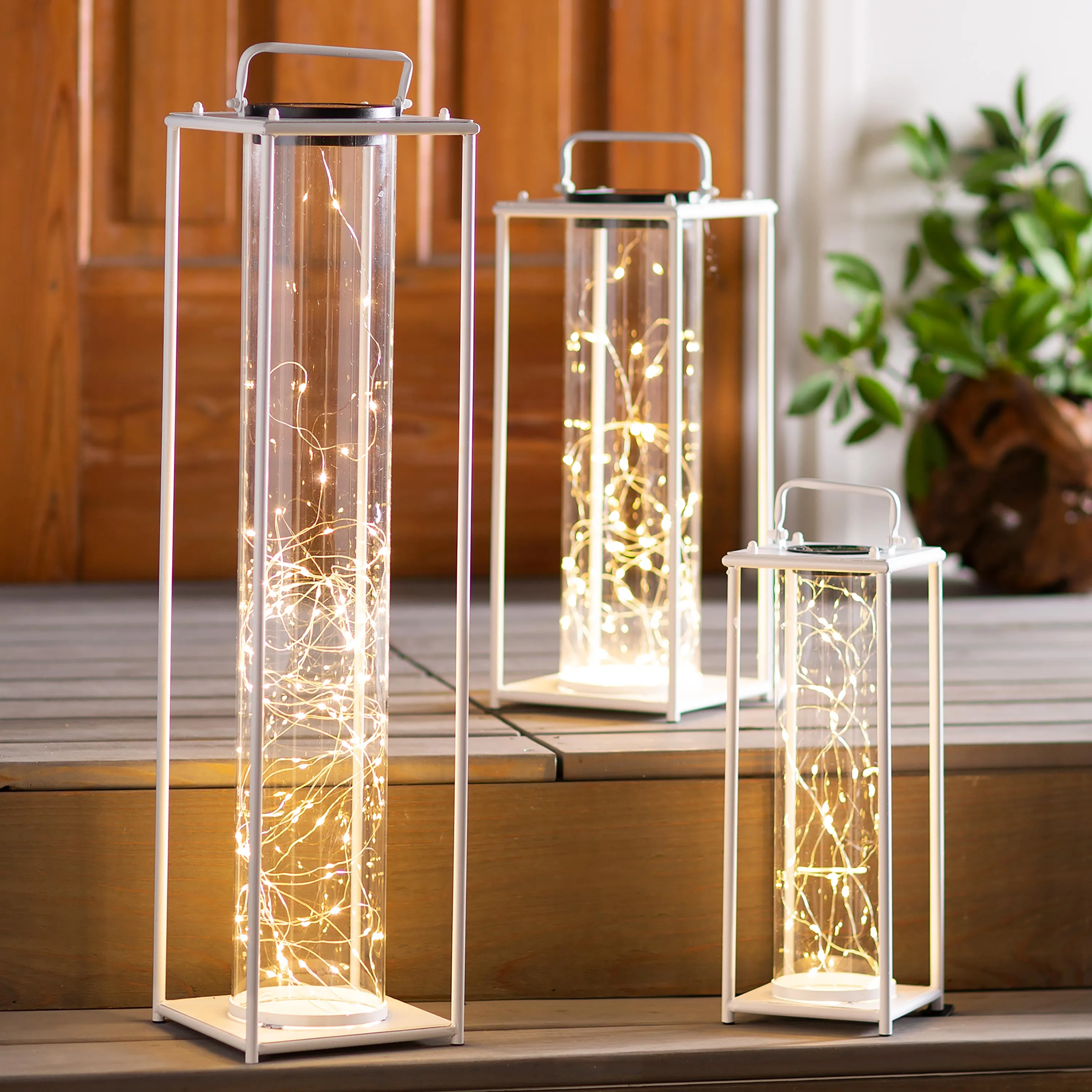 16.5" White Firefly Solar Lantern