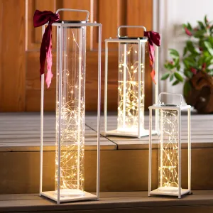 16.5" White Firefly Solar Lantern