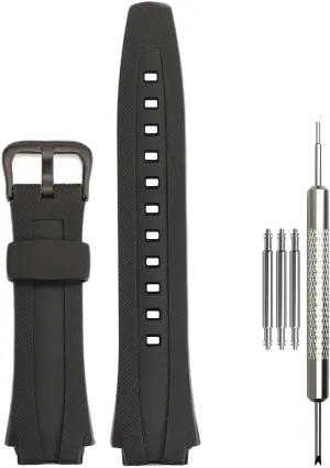 17mm Resin Strap Compatible with Casio EDIFICE series AQ-160 AQ-161w AQ-163w Watch Band Waterproof Black Rubber Replacement Bracelet