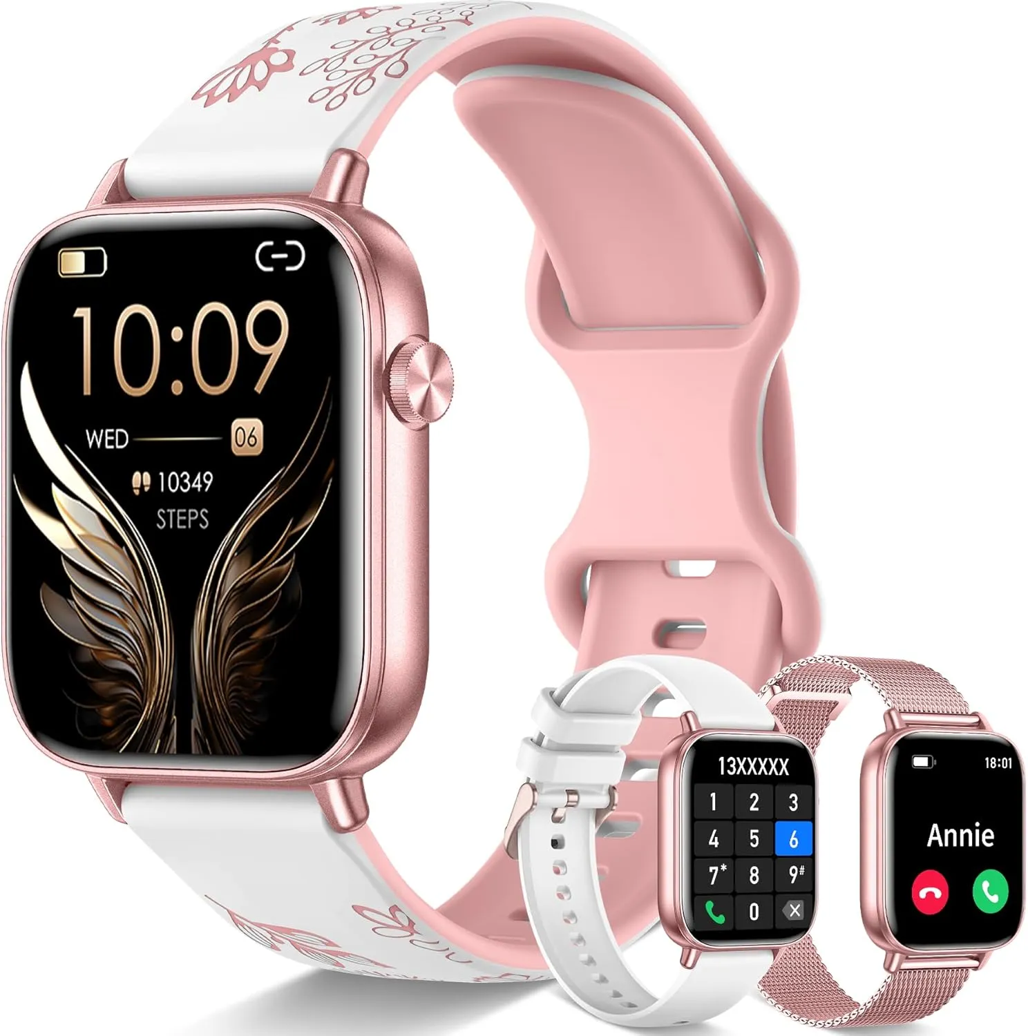 1.85'' Smart Watch for Women with Bluetooth Call (Answer/Dial), Activity Fitness Tracker with 100  Sport Modes Heart Rate/Sleep Monitor Pedometer, Women Smartwatches Compatible Android Phone iPhone