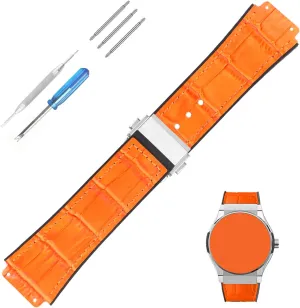 19mm*25mm*22mm Leather Watch Band replacement for Hublot Big Bang 25 mm Strap Wirstband accessories with Buckle for Men and Women