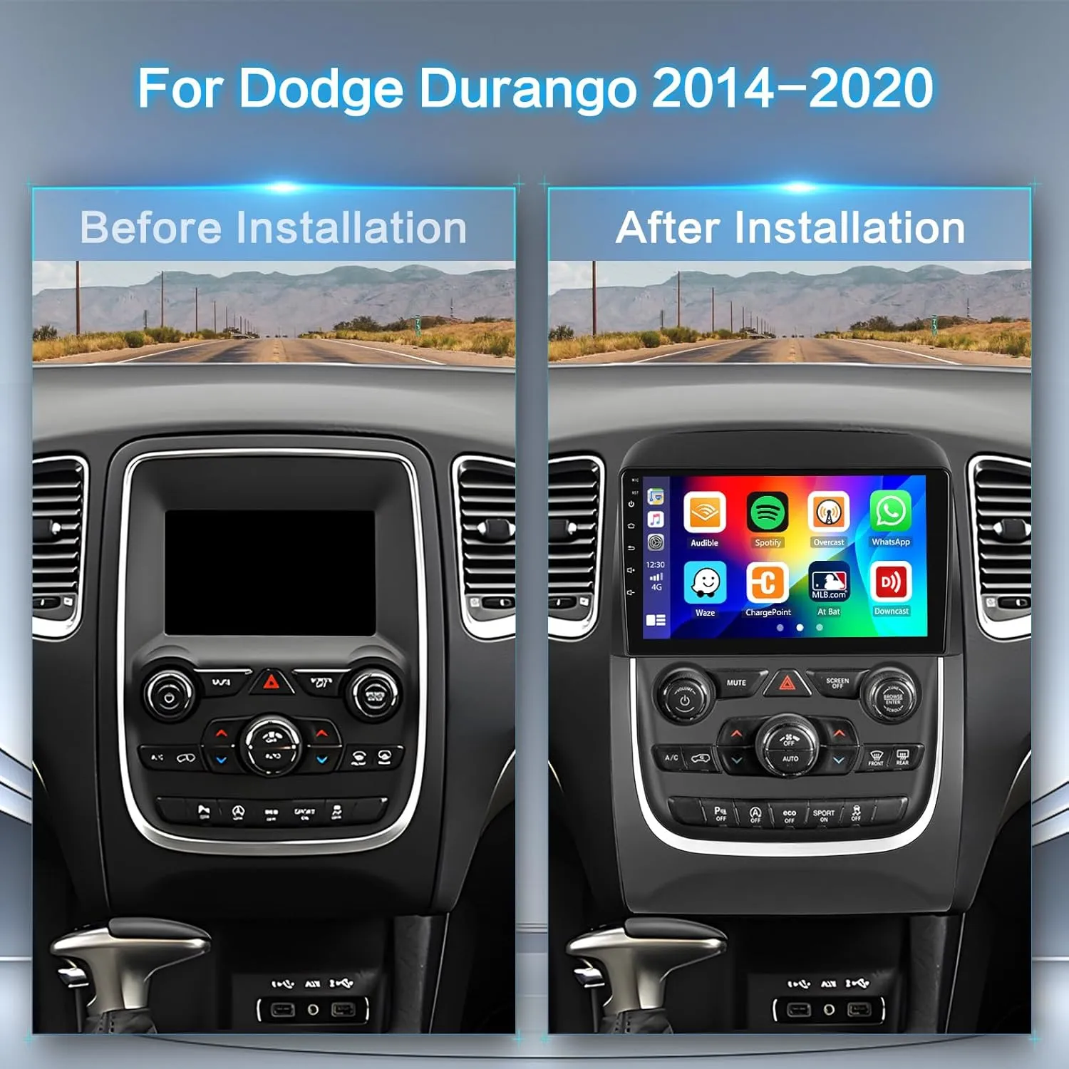 [2 64GB] Inefala for Dodge Durango 2014-2020 Android Car Radio Stereo with Wireless CarPlay Android Auto, 9 Inch HD Touchscreen with GPS WiFi Bluetooth FM/RDS SWC Canbus Backup Camera MIC
