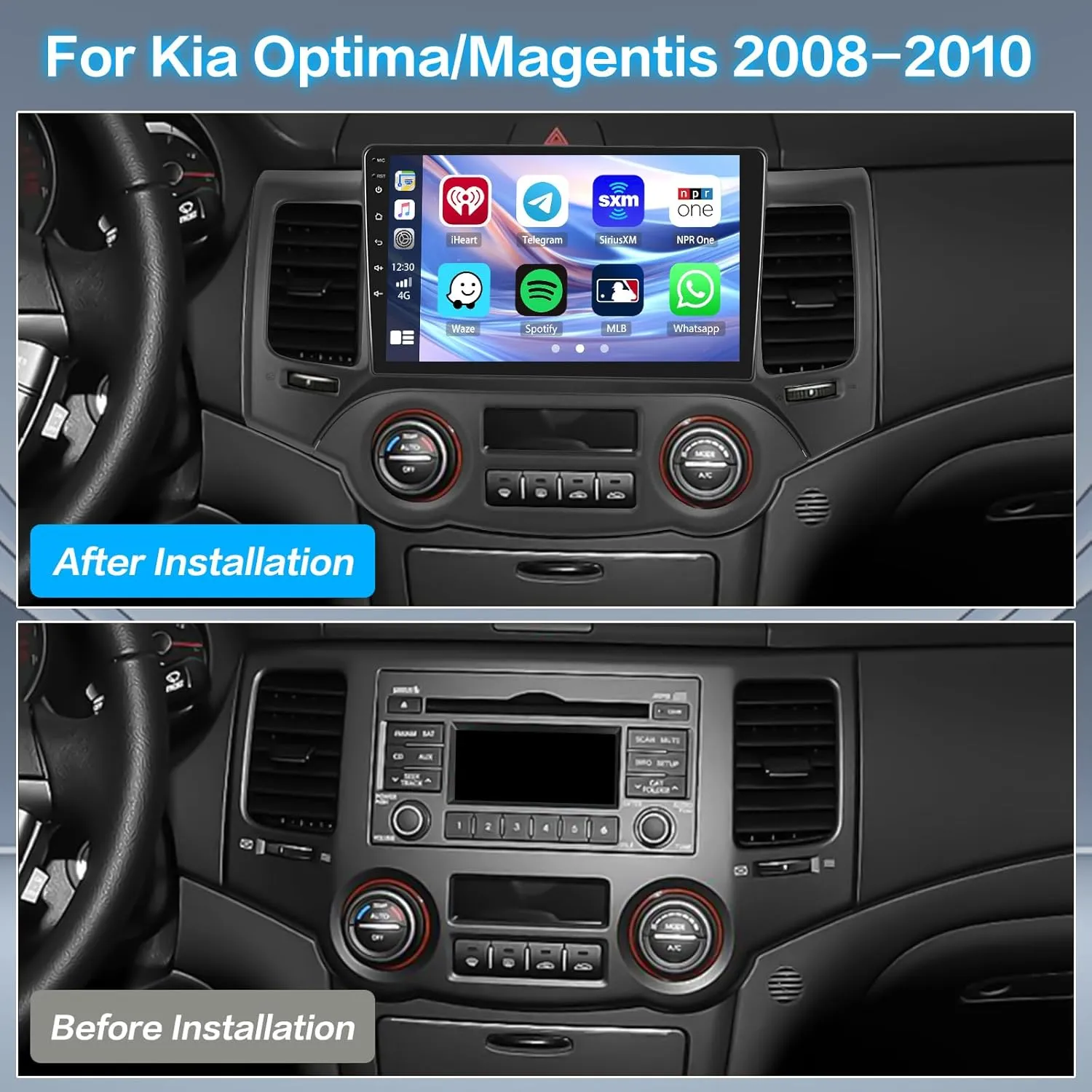 2 64GB Inefala Kia Optima/Magentis 2008-2010 Android 13 Car Radio Stereo with Wireless CarPlay Android Auto, 9 Inch HD Touchscreen Dash Kit with GPS WiFi Bluetooth FM/RDS SWC AHD Backup Camera MIC