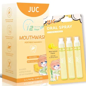 2-in-1 Oral Care Set: Lemon Oral Spray & Portable Mouthwash - Freshen Breath Anytime, Anywhere!