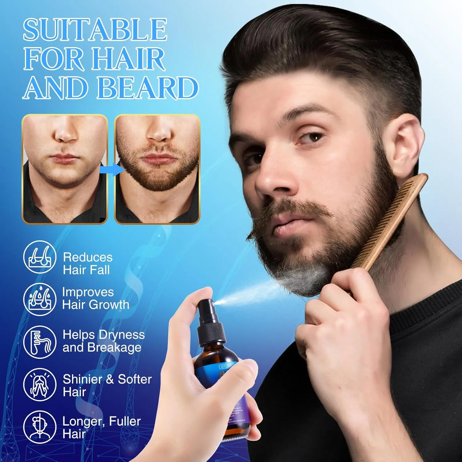 2 PACK 5% Minoxidil Hair Growth Spray for Thinning and Weak Hair, Scalp Treatment to Regrow Hair, Reduce Damage and Hair Loss for Men and Women, 2.02 OZ