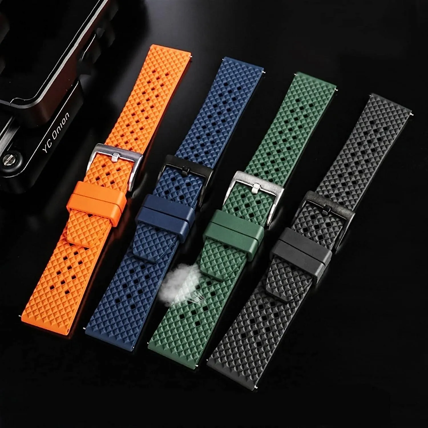20mm 22mm Fluorine Rubber Watchband For OMega Diving Waterproof Watch Stap Replacement Accessories