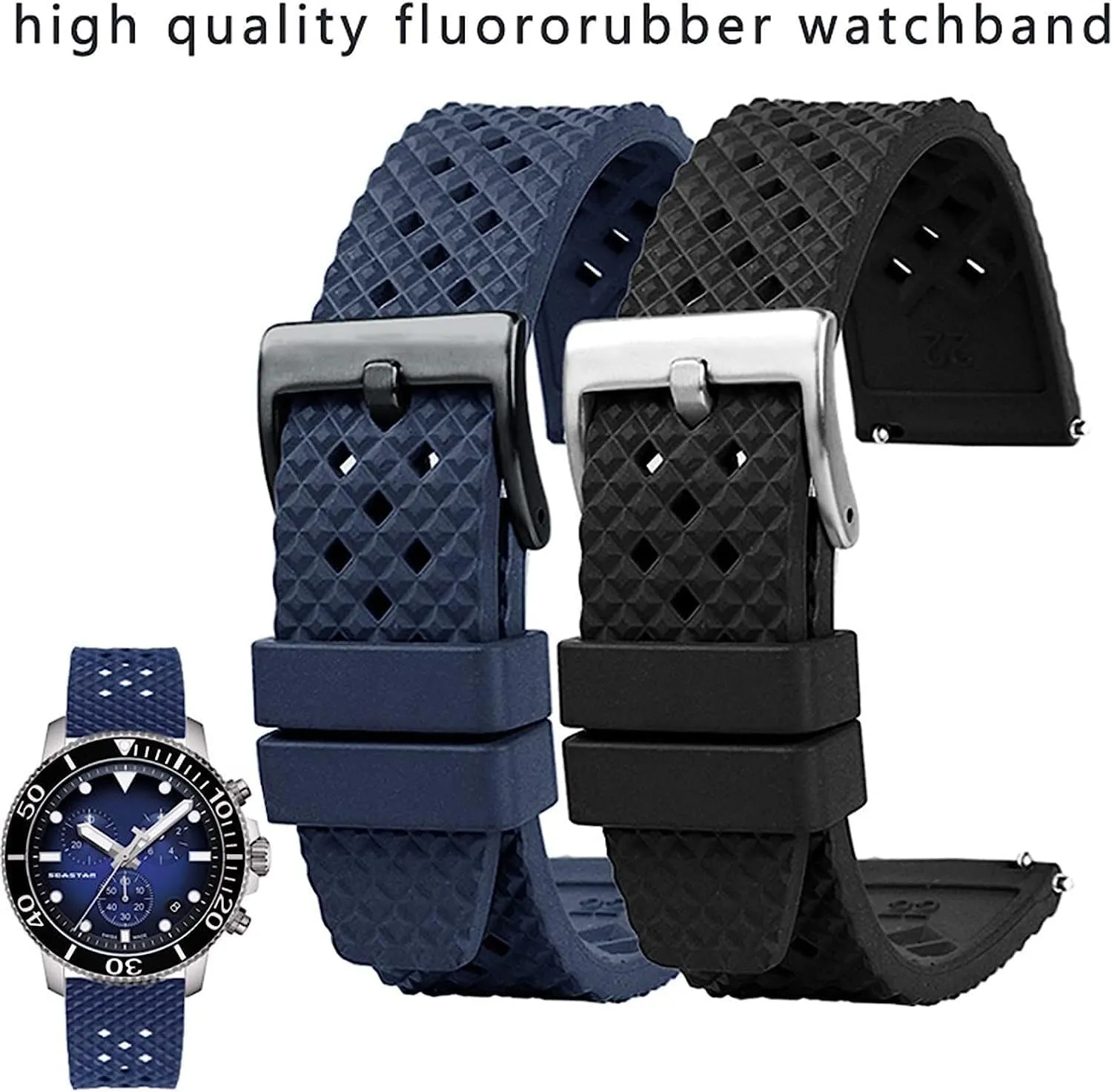 20mm 22mm Fluorine Rubber Watchband For OMega Diving Waterproof Watch Stap Replacement Accessories