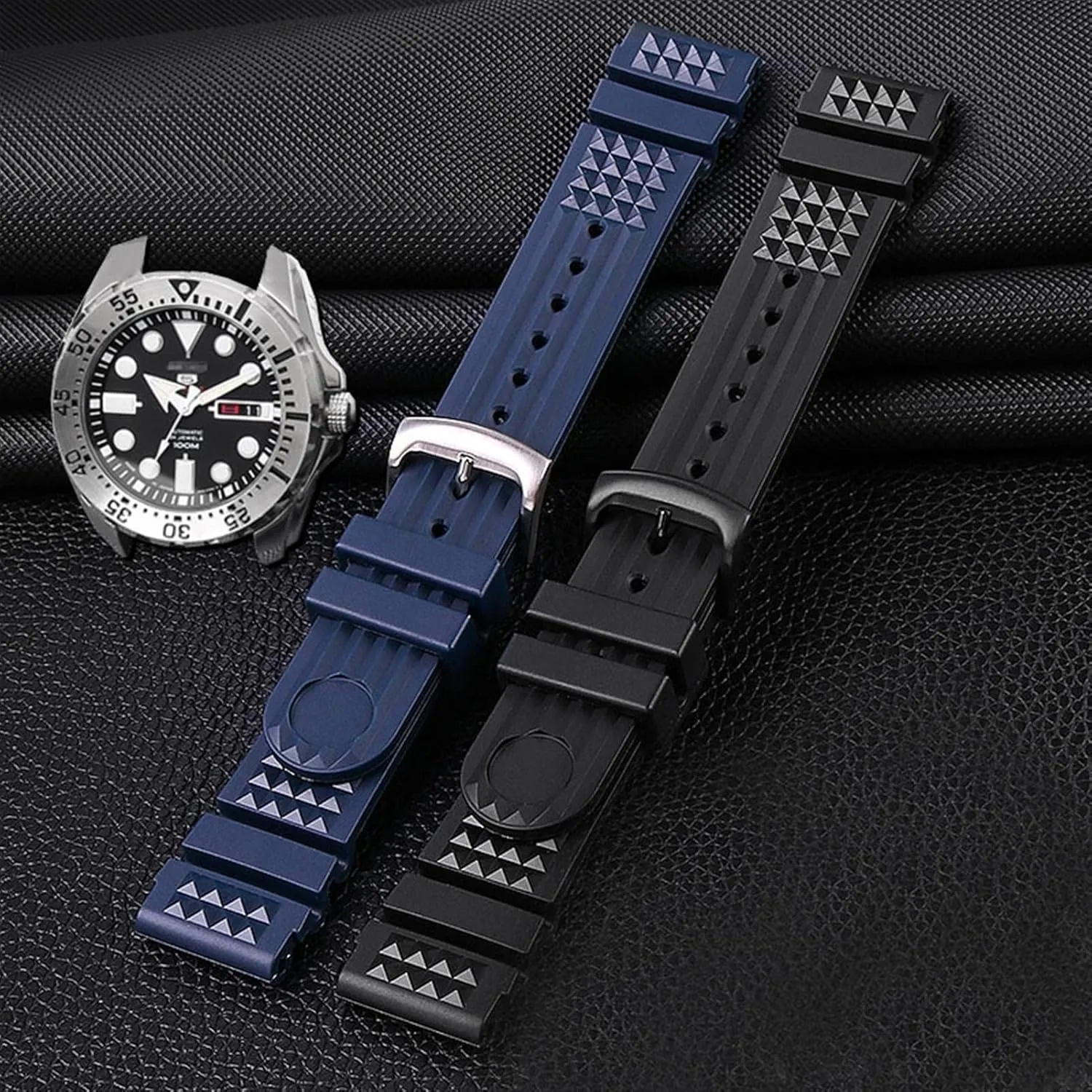 20mm 22mm for Seiko SRP601J1 Water Ghost Canned Watch Diving Strap Waterproof Bracelet Men Silicone Black Blue Sport Strap