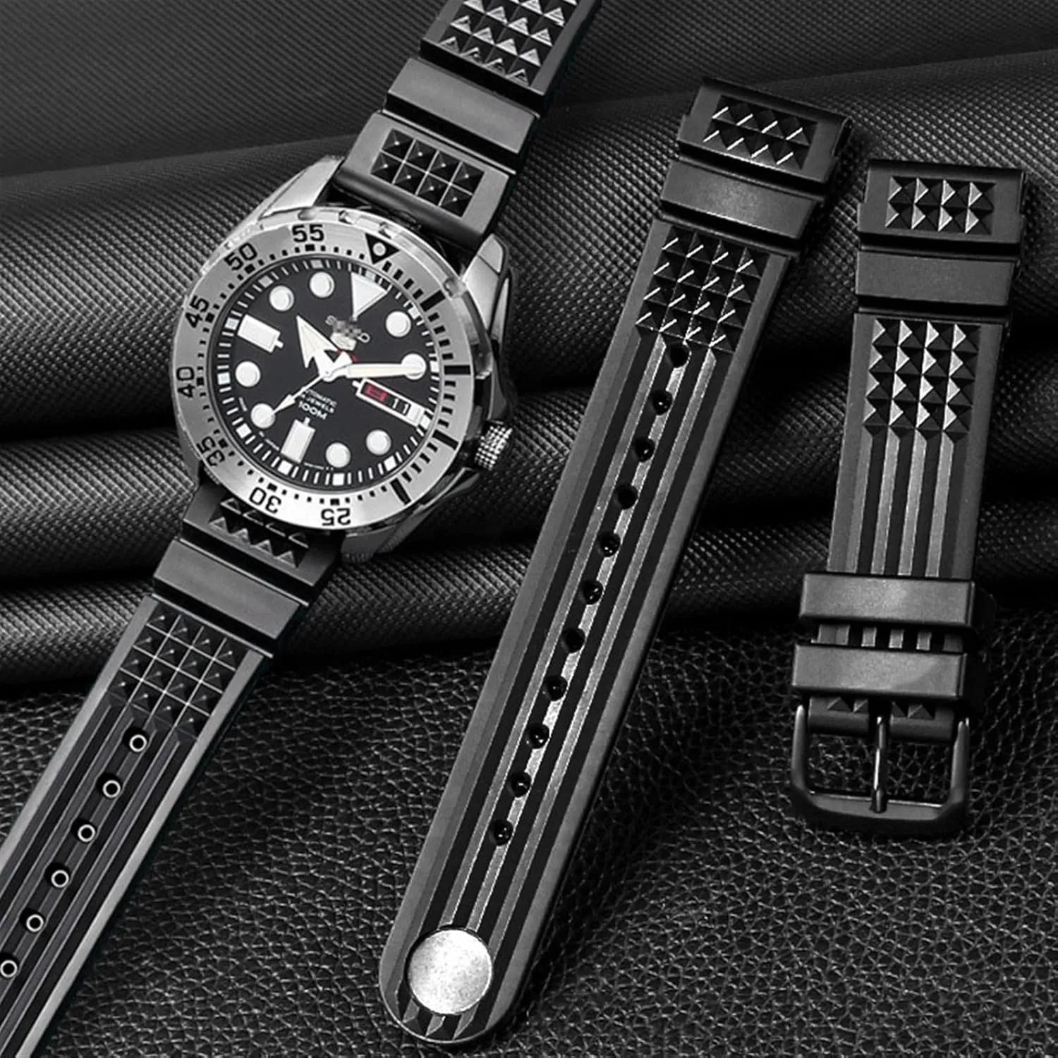 20mm 22mm for Seiko SRP601J1 Water Ghost Canned Watch Diving Strap Waterproof Bracelet Men Silicone Black Blue Sport Strap