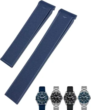 20mm 22mm Rubber Silicone Watch Strap Black Blue Brown Watch Bands for Carrera AQUARACER F1 Diving Waterproof Bracelet