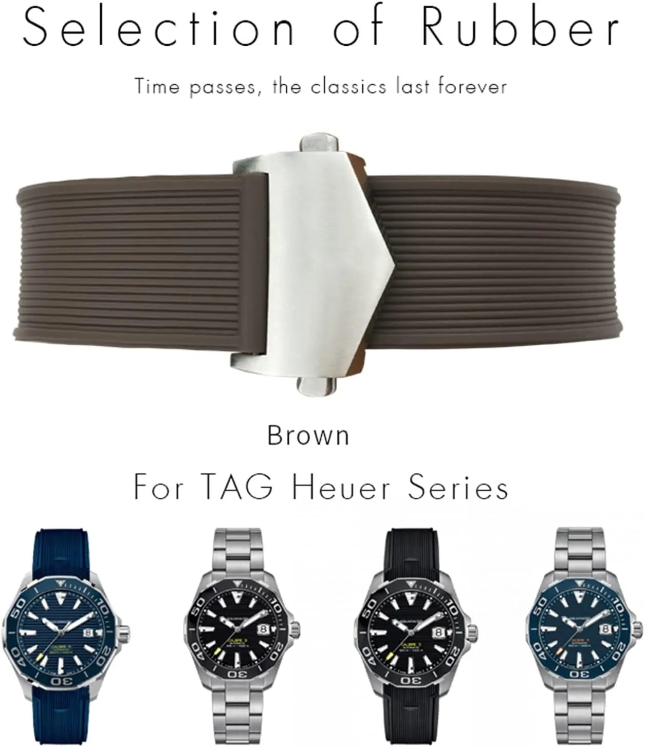 20mm 22mm Rubber Silicone Watch Strap Black Blue Brown Watch Bands for Tag Heuer CARRERA AQUARACER F1 Diving Waterproof Bracelet