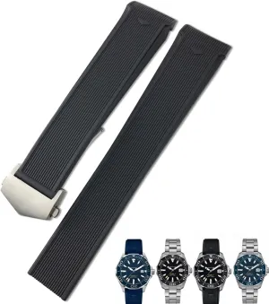 20mm 22mm Rubber Silicone Watch Strap Black Blue Brown Watch Bands for Tag Heuer CARRERA AQUARACER F1 Diving Waterproof Bracelet