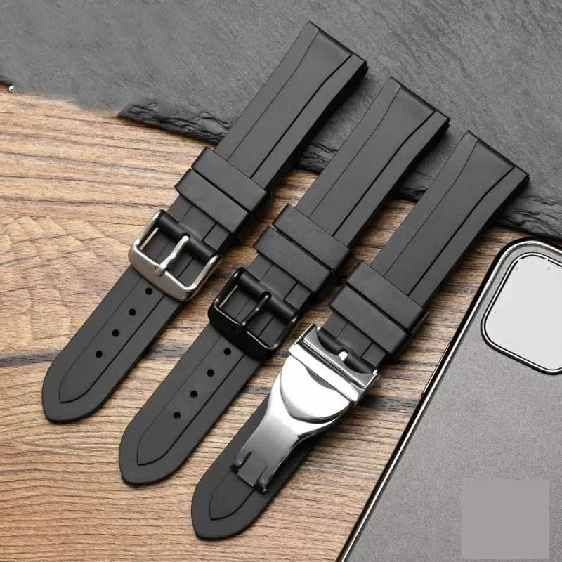 20mm 22mm Watch Strap Waterproof Soft Silicone Watchband Silver Gold Buckle For Tudor T17 PRC100 strap
