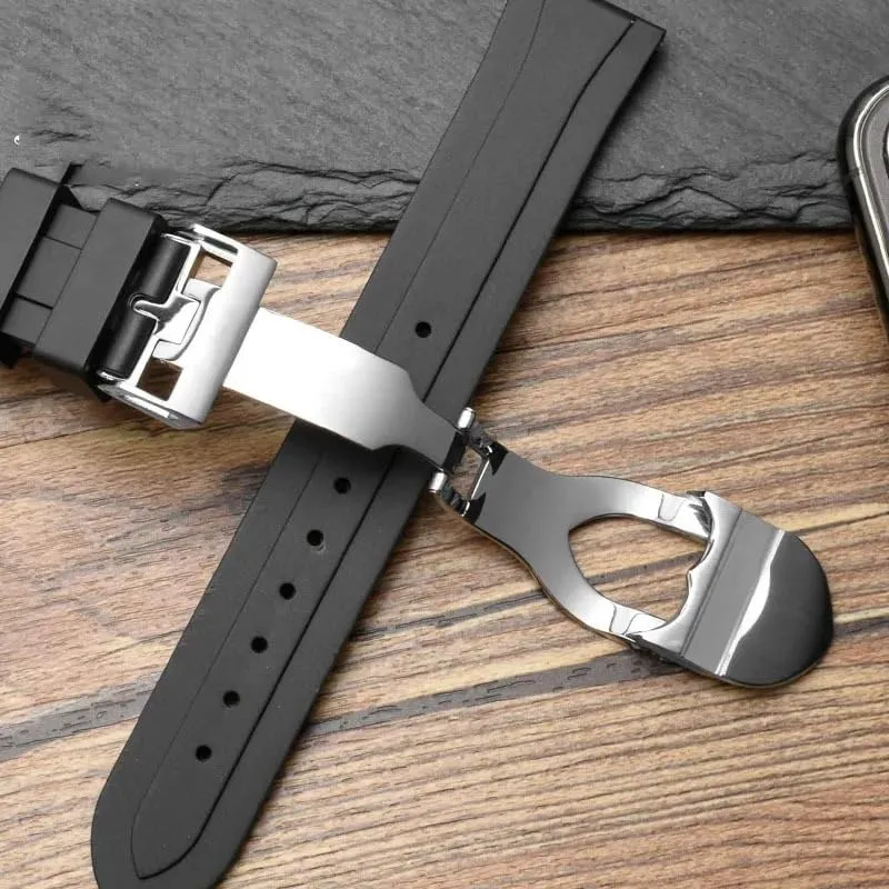 20mm 22mm Watch Strap Waterproof Soft Silicone Watchband Silver Gold Buckle For Tudor T17 PRC100 strap