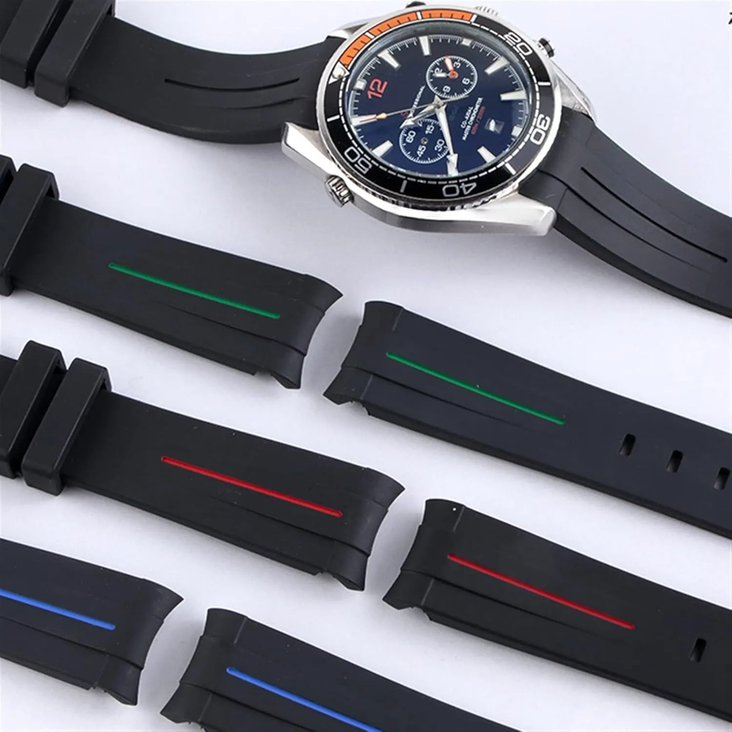 20mm Rubber Watchbands With Pin Buckle For 20mm Watch Strap Waterproof Silicone Bracelet Watch Accessories Parts with Tools