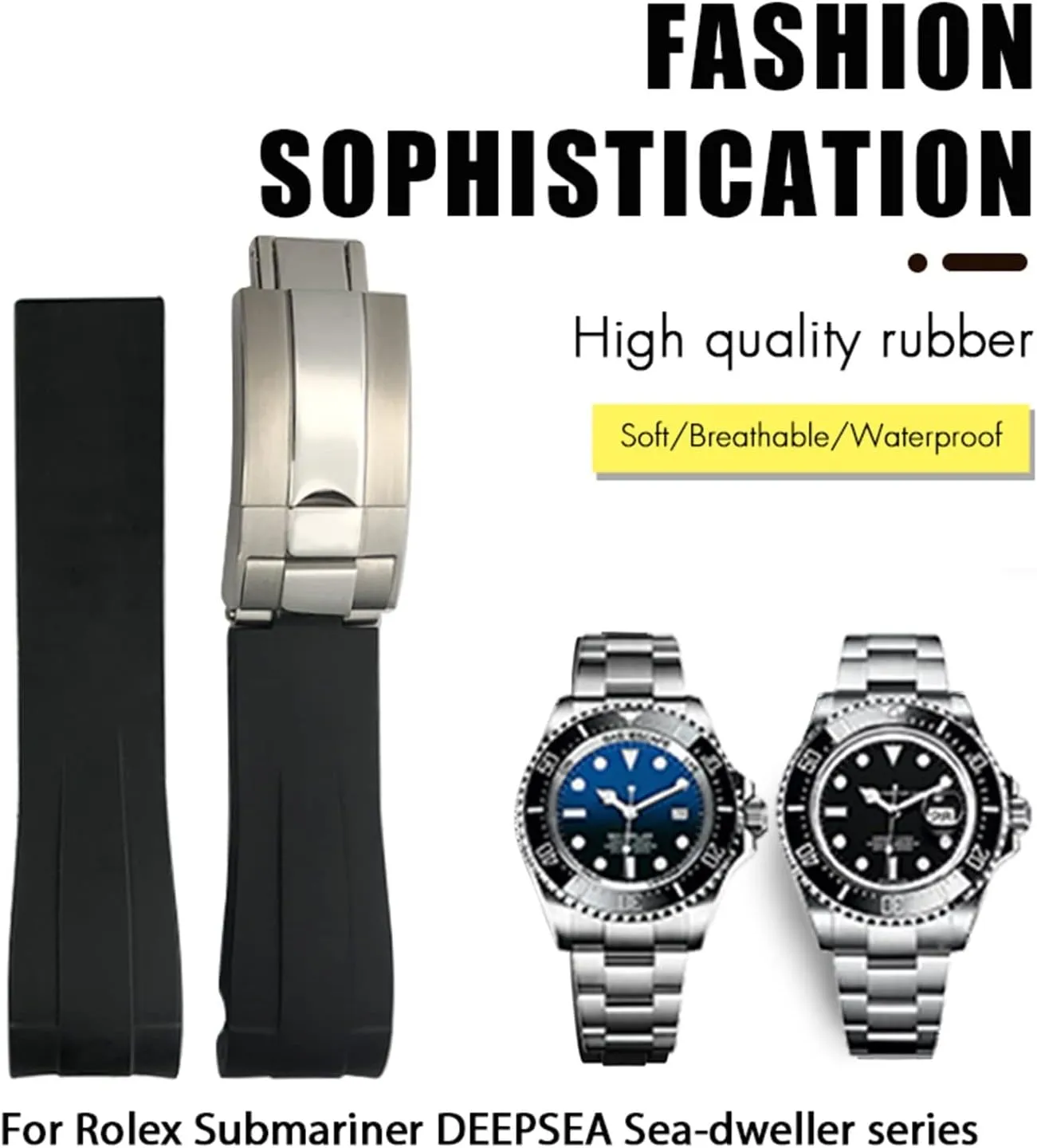 21mm 22mm Black Red Blue Rubber Watchband for Deepsea Sea-Dweller 41mm Diving Waterproof Silicone Watch Strap