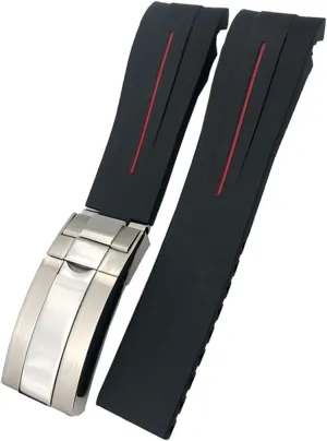21mm 22mm Black Red Blue Rubber Watchband for Deepsea Sea-Dweller 41mm Diving Waterproof Silicone Watch Strap