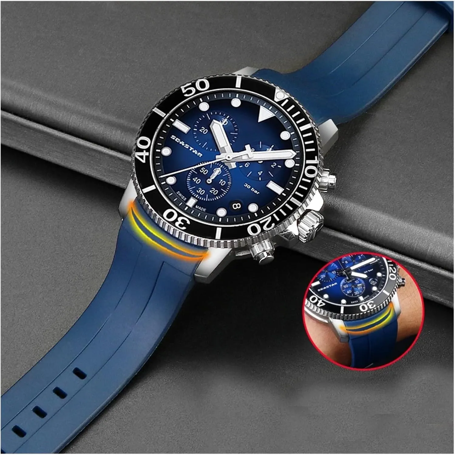 22mm Silicone Watch Bands For Tissot T120417 T120407 Quartz Dial Rubber Sport Men Watch Strap Watchband Waterproof