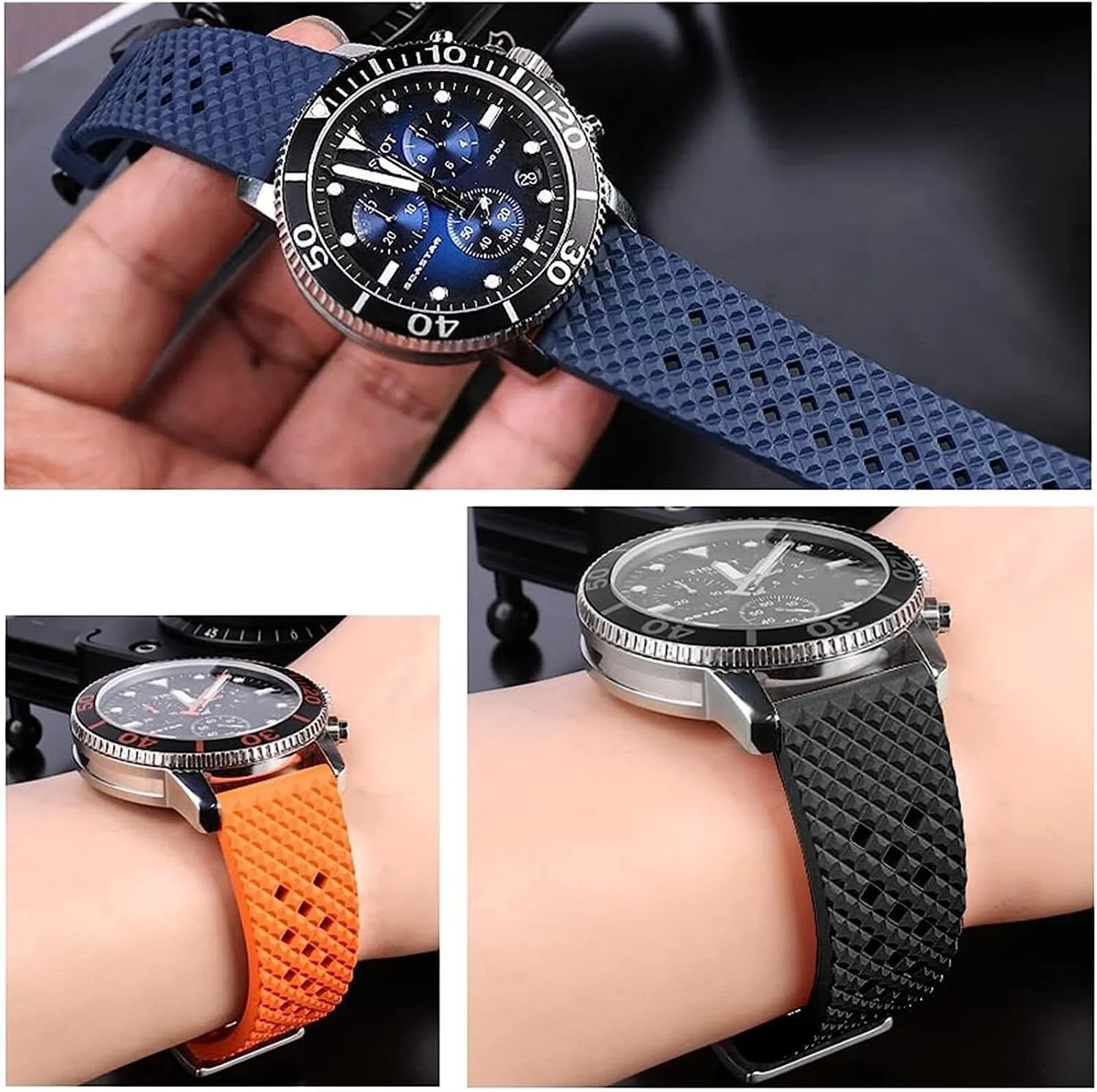 22mm20mm FluoroRubber Watchband for Omega Planet Ocean seamaster 300 Diving Waterproof Sport strap Replacement watch Accessories