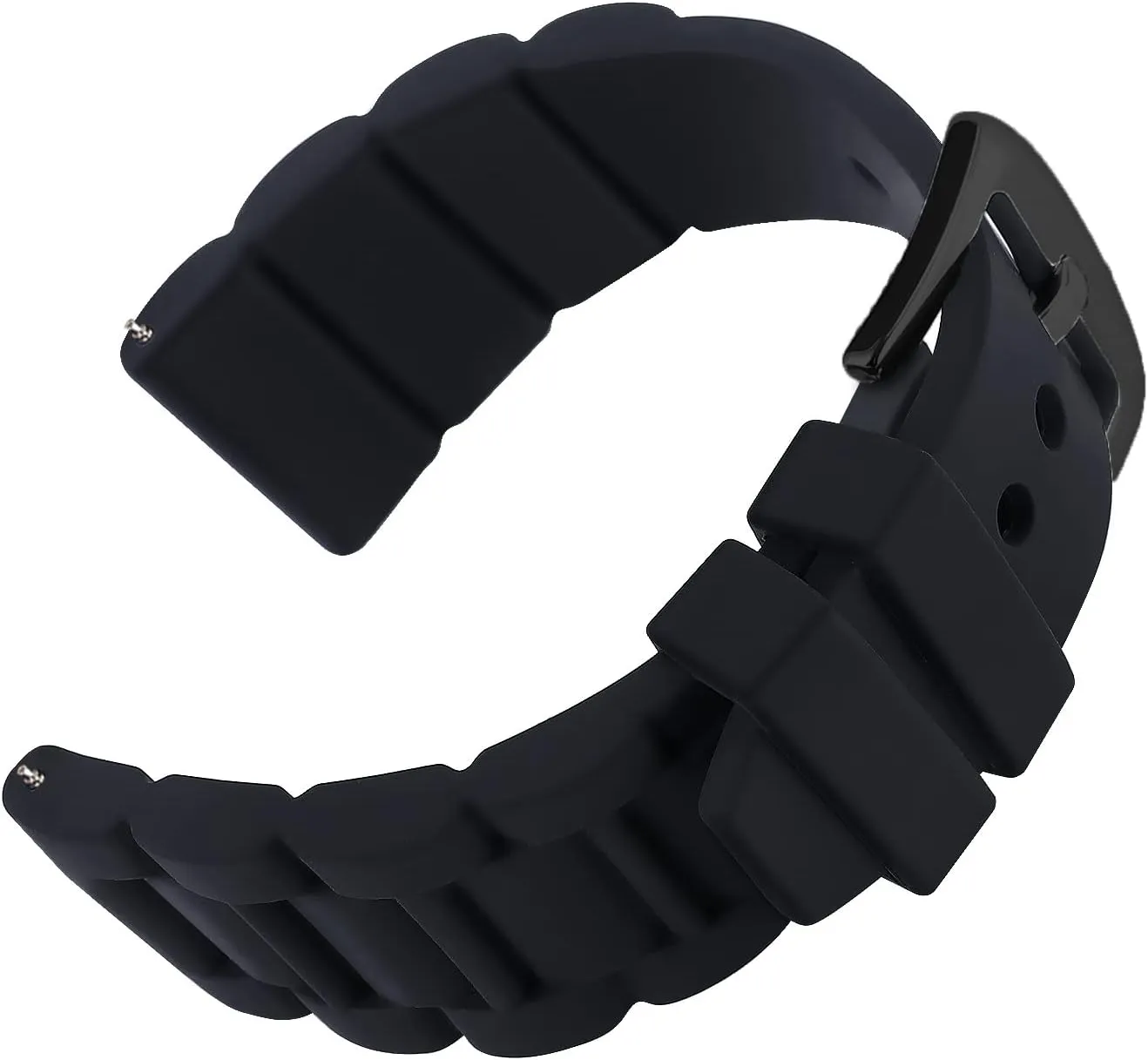24mm Black Silicone Rubber Watch Strap Band Stainless Steel Black Buckle for Fossil Watch