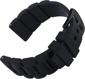 24mm Black Silicone Rubber Watch Strap Band Stainless Steel Black Buckle for Fossil Watch