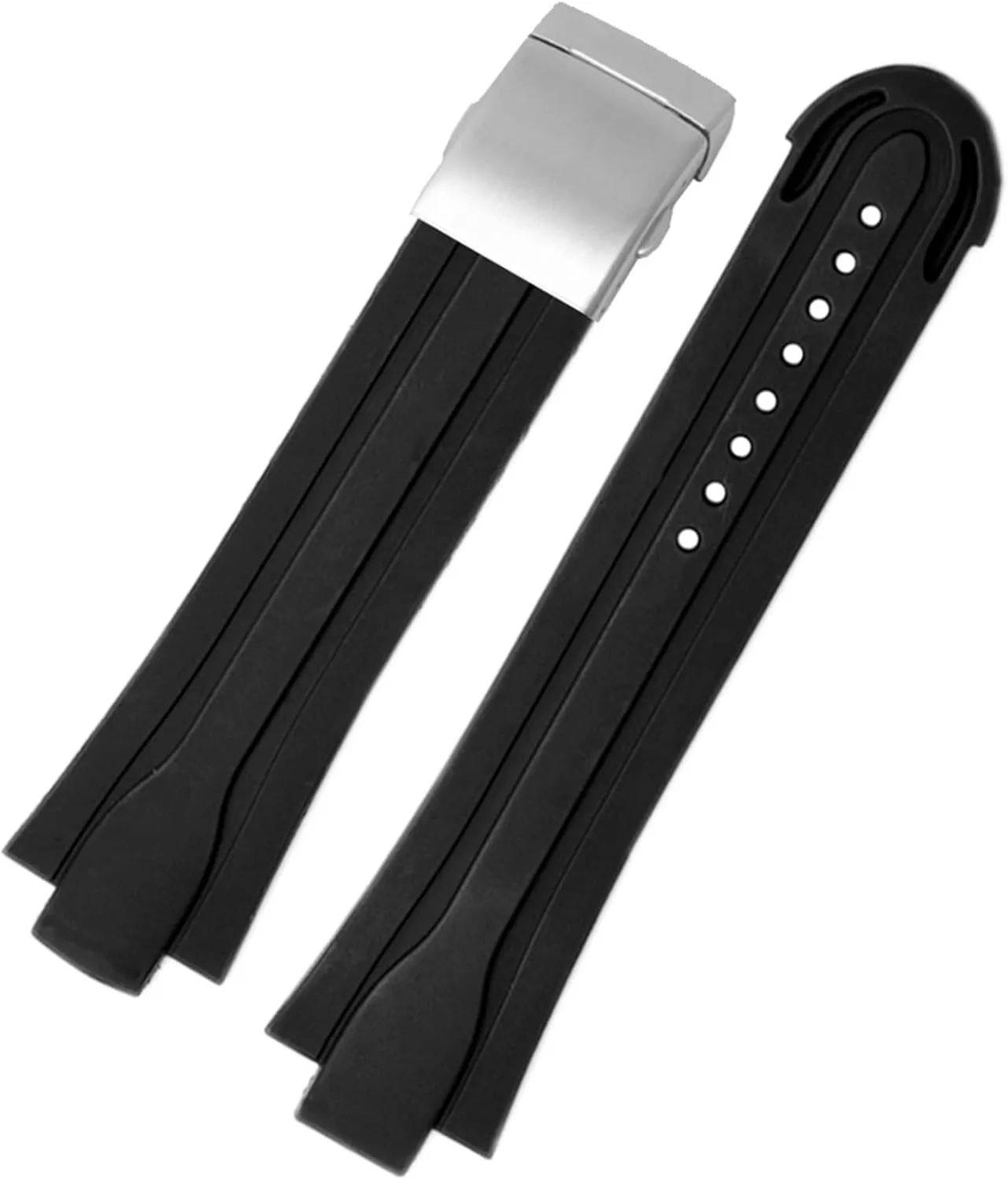 24mm*12mm Lug End Rubber Waterproof Watchband For Oris Wristband Silicone Band Stainless Steel Folding Clasp