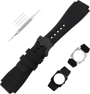 24mm*33mm Rubber Watch Band Compatible for Bell & Ross B&R BR-01 BR01 BR-03 BR03 Diver watch modles Silicone Strap Wirstband accessories replacement for Men and Women