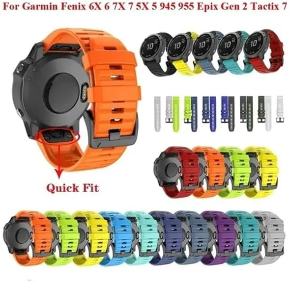 26 22MM Silicone Quick Release Watchband Straps Fit for Garmin Fenix 6X 7X 5X Watch Easyfit Wristband Strap For Fenix 6 7 Watch