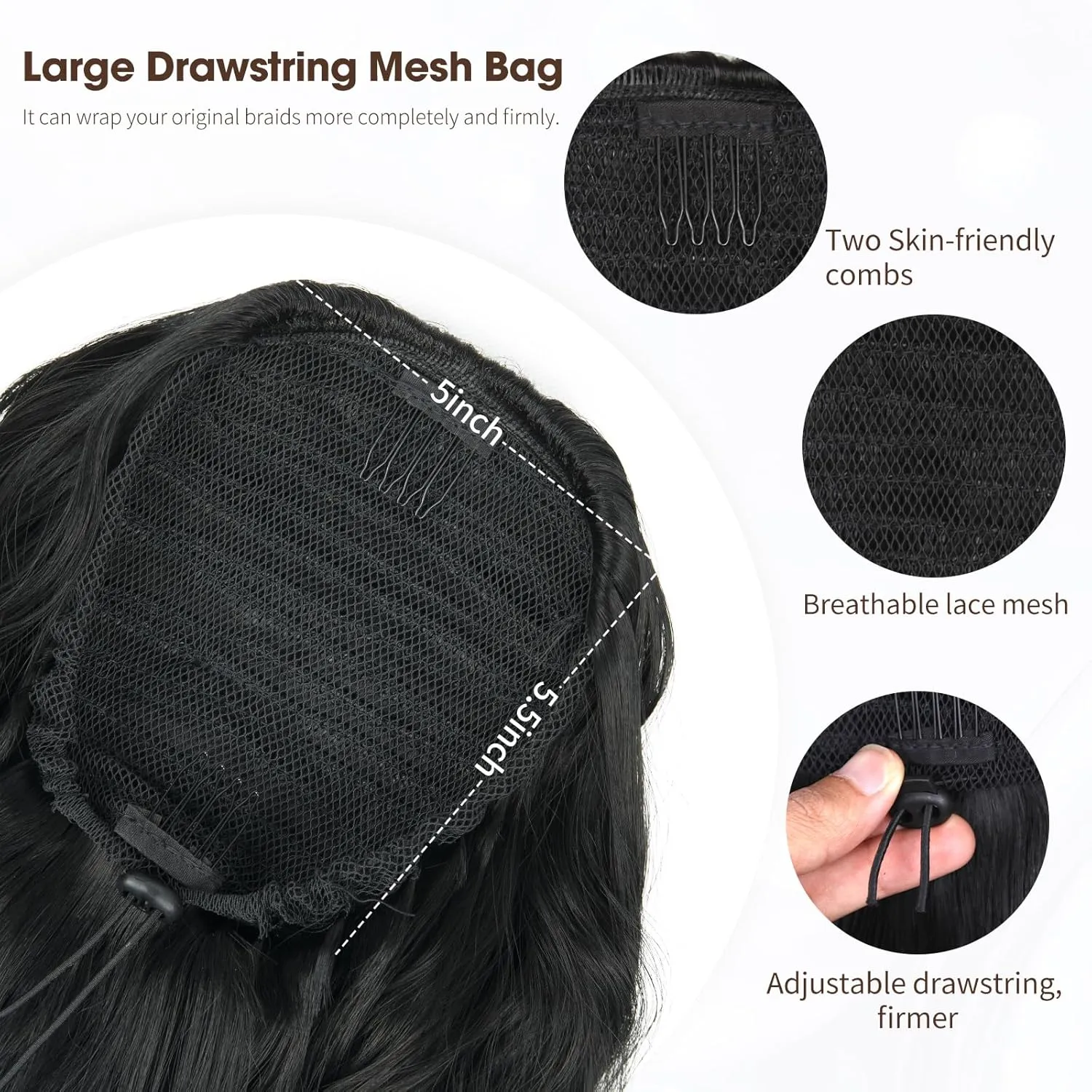26 Inch Long Ombre Ponytail Extension, Straight Drawstring Ponytail for Black Women, Soft Synthetic Pony Tails Hair Extensions, Hair Extensions Ponytail for Daily Use (Color: P4/30#)
