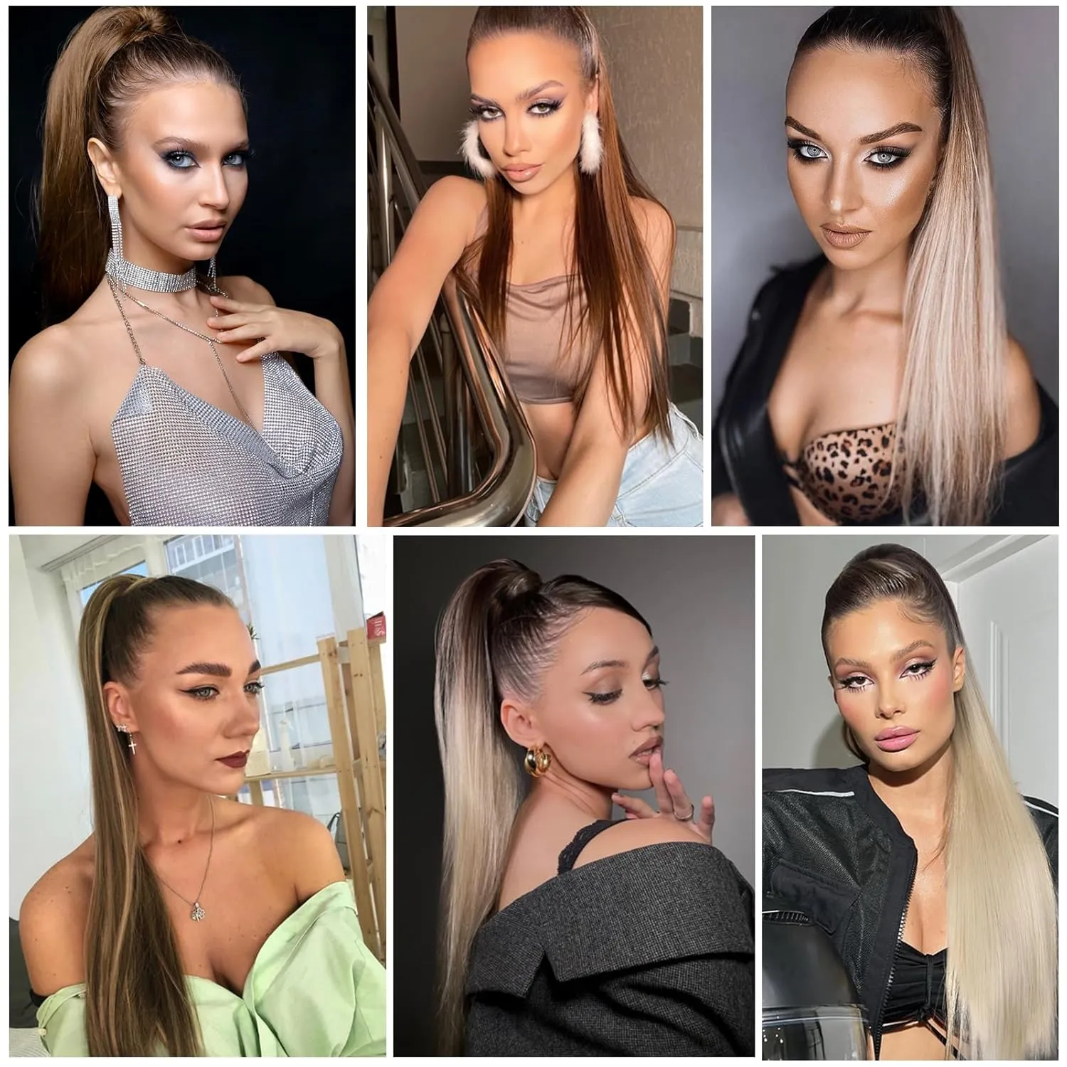 26 Inch Long Ombre Ponytail Extension, Straight Drawstring Ponytail for Black Women, Soft Synthetic Pony Tails Hair Extensions, Hair Extensions Ponytail for Daily Use (Color: P4/30#)