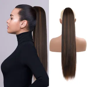 26 Inch Long Ombre Ponytail Extension, Straight Drawstring Ponytail for Black Women, Soft Synthetic Pony Tails Hair Extensions, Hair Extensions Ponytail for Daily Use (Color: P4/30#)
