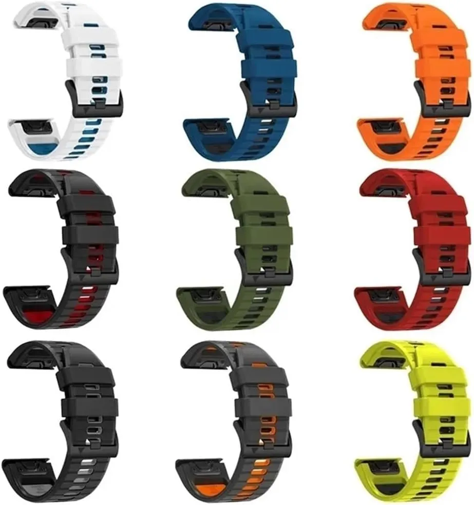 26mm 22mm Two-Tone Silicone Watch Band Fit for Garmin Fenix 8 E 47mm 51mm/ Enduro 3