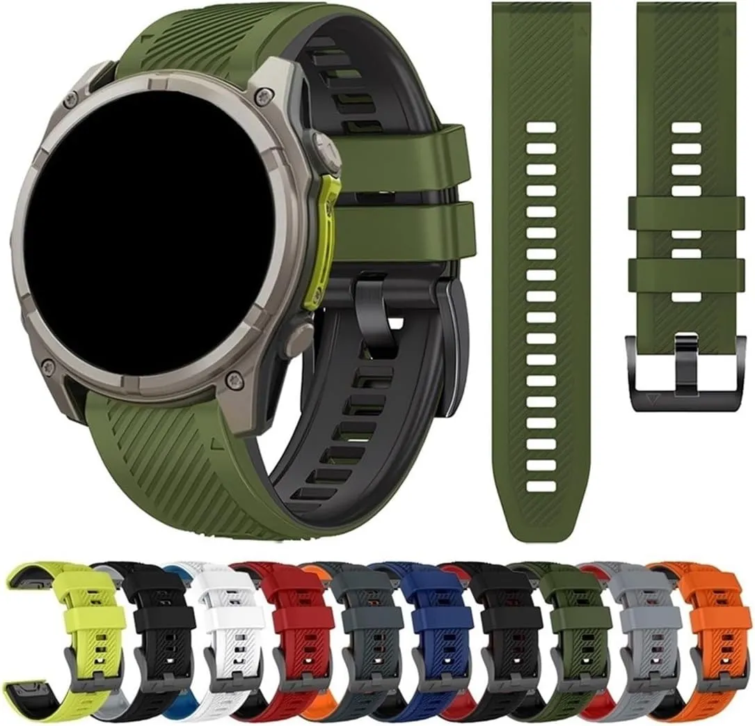 26mm 22mm Two-Tone Silicone Watch Band Fit for Garmin Fenix 8 E 47mm 51mm/ Enduro 3