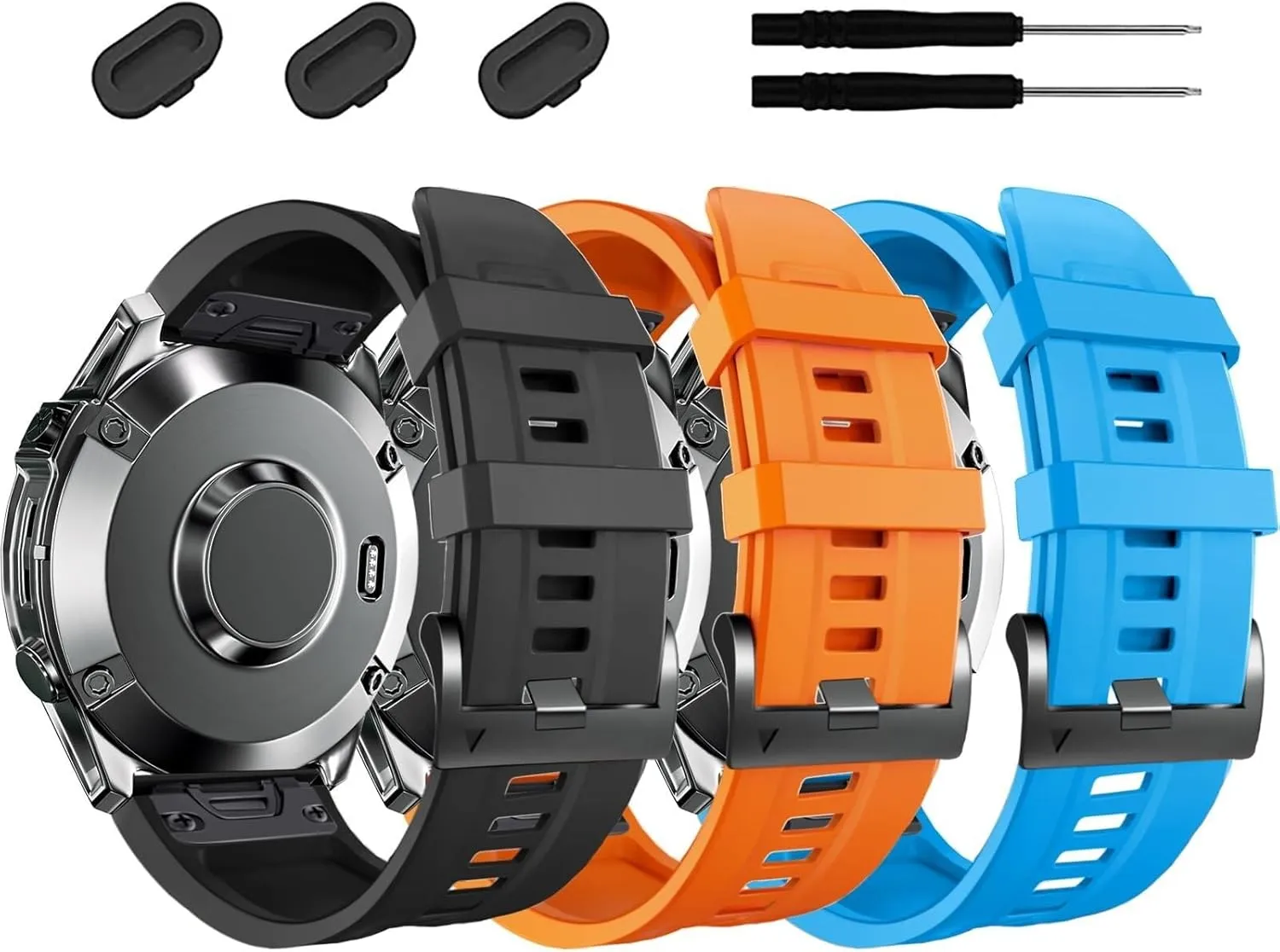 26mm Watch Band，For Garmin Fenix 7X Pro Epix Pro 51mm Fenix 6X Watch Strap Fenix 5X Plus Silicone Wristband Fenix 6X Pro Descent Mk2i MK3i 51mm Smartwatch WristBand