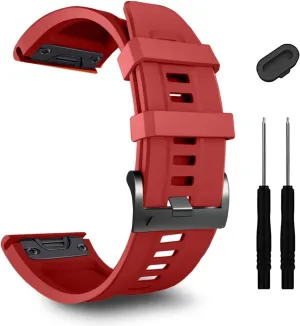 26mm Watch Band，For Garmin Fenix 7X Pro Epix Pro 51mm Fenix 6X Watch Strap Fenix 5X Plus Silicone Wristband Fenix 6X Pro Descent Mk2i MK3i 51mm Smartwatch WristBand