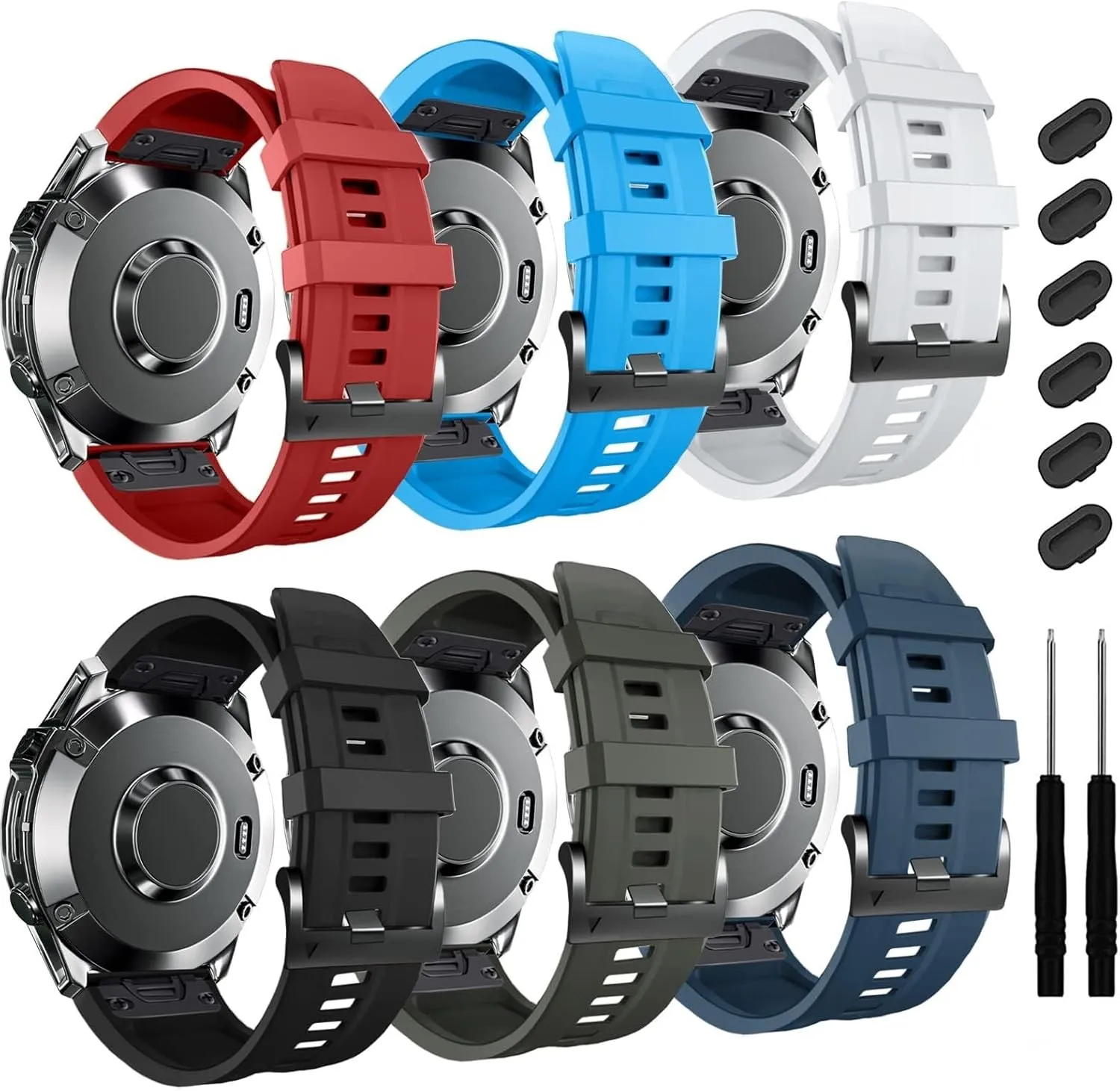 26mm Watch Band，For Garmin Fenix 7X Pro Epix Pro 51mm Fenix 6X Watch Strap Fenix 5X Plus Silicone Wristband Fenix 6X Pro Descent Mk2i MK3i 51mm Smartwatch WristBand