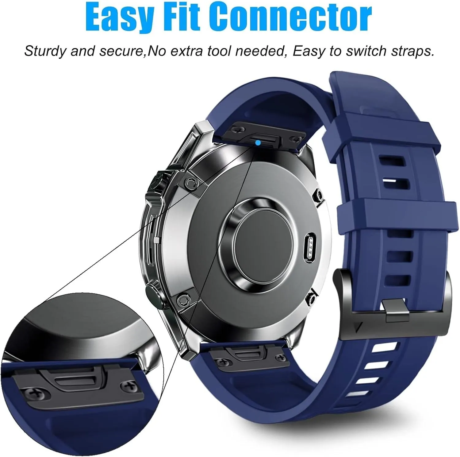 26mm Watch Band，For Garmin Fenix 7X Pro Epix Pro 51mm Fenix 6X Watch Strap Fenix 5X Plus Silicone Wristband Fenix 6X Pro Descent Mk2i MK3i 51mm Smartwatch WristBand
