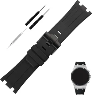 28mm Rubber Watch Band replacement for Audemars Piguet AP Royal Oak Offshore 15703 15710 15400 26470 26400 28 mm Silicone Strap Wirstband accessories with Buckle for Men and Women