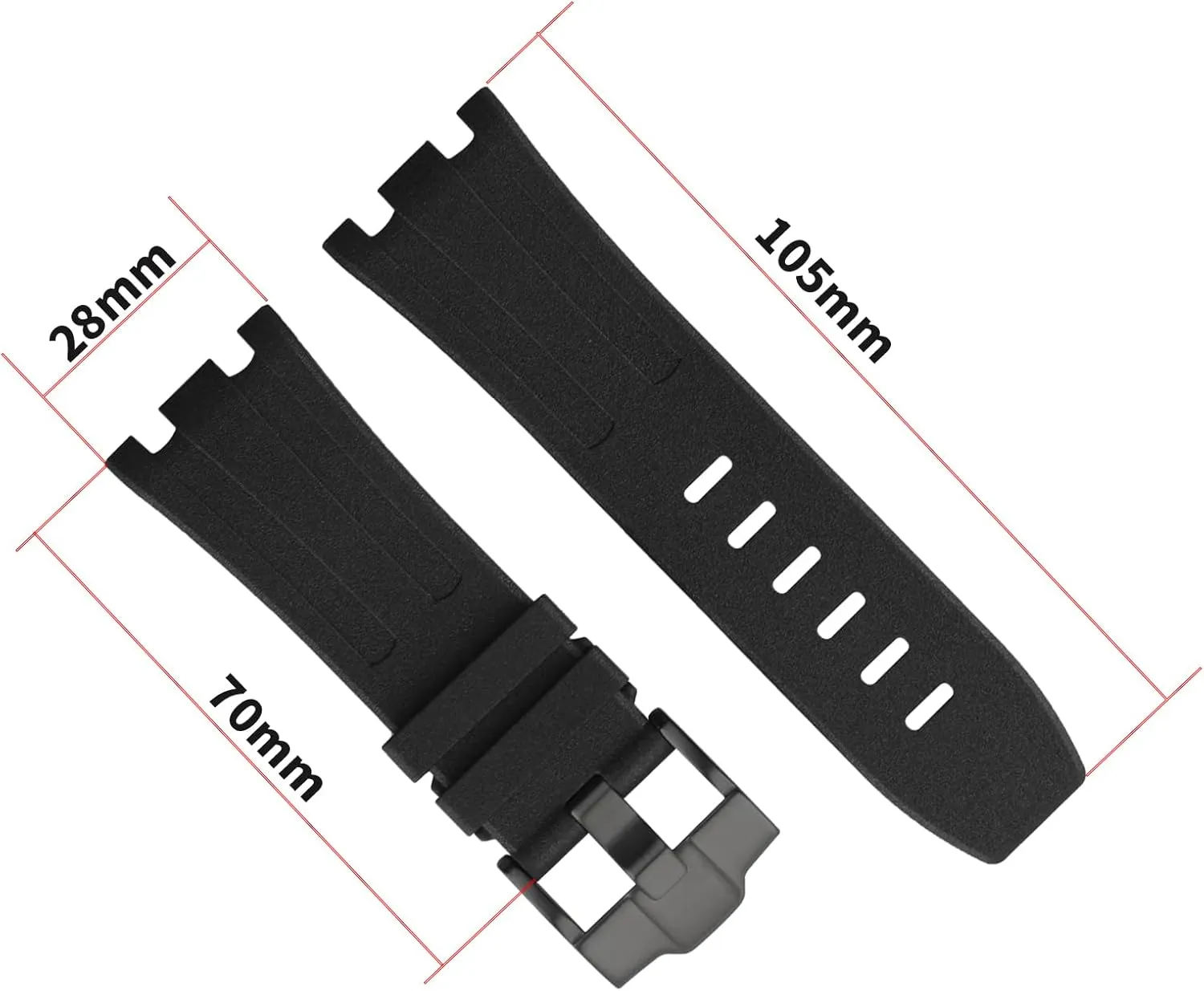28mm Rubber Watch Band replacement for Audemars Piguet AP Royal Oak Offshore 15703 15710 15400 26470 26400 28 mm Silicone Strap Wirstband accessories with Buckle for Men and Women