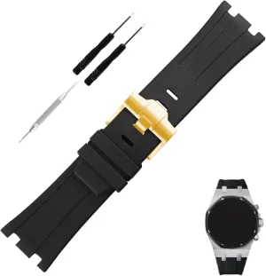 28mm Rubber Watch Band replacement for Audemars Piguet AP Royal Oak Offshore 15703 15710 15400 26470 26400 28 mm Silicone Strap Wirstband accessories with Buckle for Men and Women