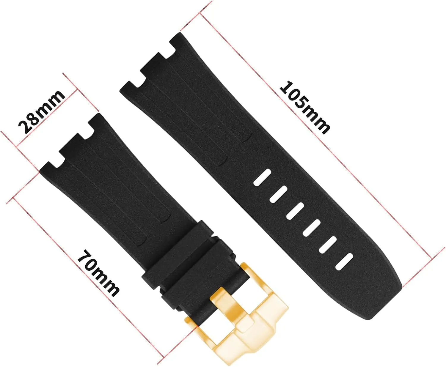 28mm Rubber Watch Band replacement for Audemars Piguet AP Royal Oak Offshore 15703 15710 15400 26470 26400 28 mm Silicone Strap Wirstband accessories with Buckle for Men and Women